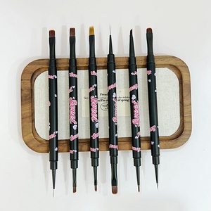 New Double-headed Nail Art <b>Brush</b> One Dual-purpose High-quality Nail <b>Brush</b> Set Metal Pen Holder Factory Wholesale Customization - Product Image 1