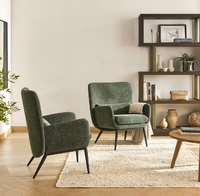 Fauteuil moderne en tissu vert pin français Chaise de loisirs convertible durable Pieds en métal pour le salon