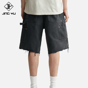 Nouveau design de shorts slim pour hommes, belle rue, short d'été en denim surdimensionné noir délavé, short en jean vintage à bord brut, vente en gros - Product Image 6