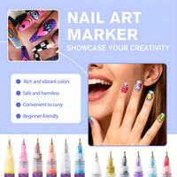 Ensemble de stylos à peinture pour ongles à pointe fine, couleurs vives et durables, multicolores, pour les détails fins, la conception d'ongles, stylo professionnel pour salon de manucure