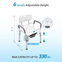 Chaise de douche ZS CARE KY-1203A avec accoudoirs de sécurité pour salle de bain et toilettes, support de mobilité pour personnes à mobilité réduite, robuste et légère, capacité 150 kg