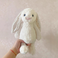 Boneka Kelinci Jellcatt UK Lucu Warna Putih, Kelinci Pemalu Bermotif Bintang dengan Telinga Panjang