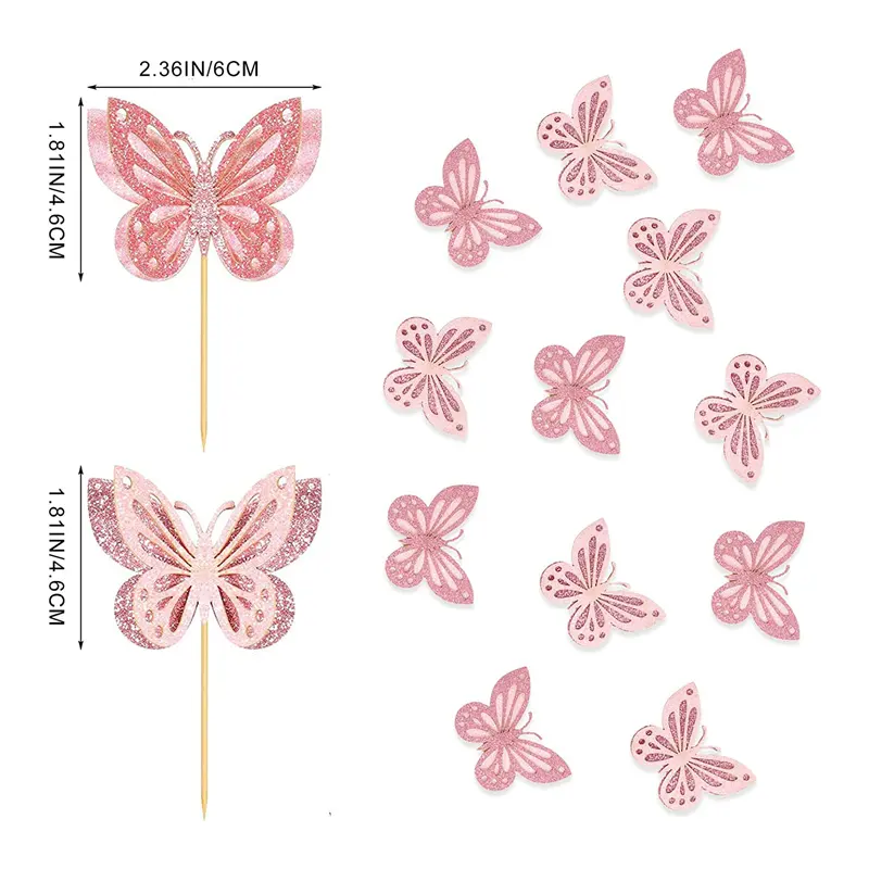 Инструмент, кухонный аксессуар, смешанный съедобный розовый Бабочка, Вафля, рисовая бумага, топперы для торта, украшение для торта на день рождения