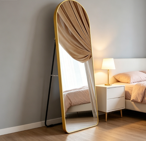 Espejo de Pared Arqueado de Vidrio Templado Hecho a Mano con Bordes Reforzados para Mayor Seguridad, Decoración de Hogar de Lujo Contemporánea 2025, de Cuerpo Entero - Product Image 1