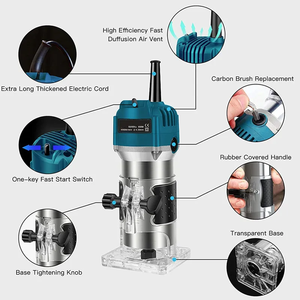 Kit de défonceuse électrique 15 pièces, embouts de 1/4 pouce, 600W, 110/220V, <span class=keywords><strong>pour</strong></span> fraisage et gravure de stratifié, 30000 tr/min, machine manuelle <span class=keywords><strong>pour</strong></span> menuiserie - Product Image 3