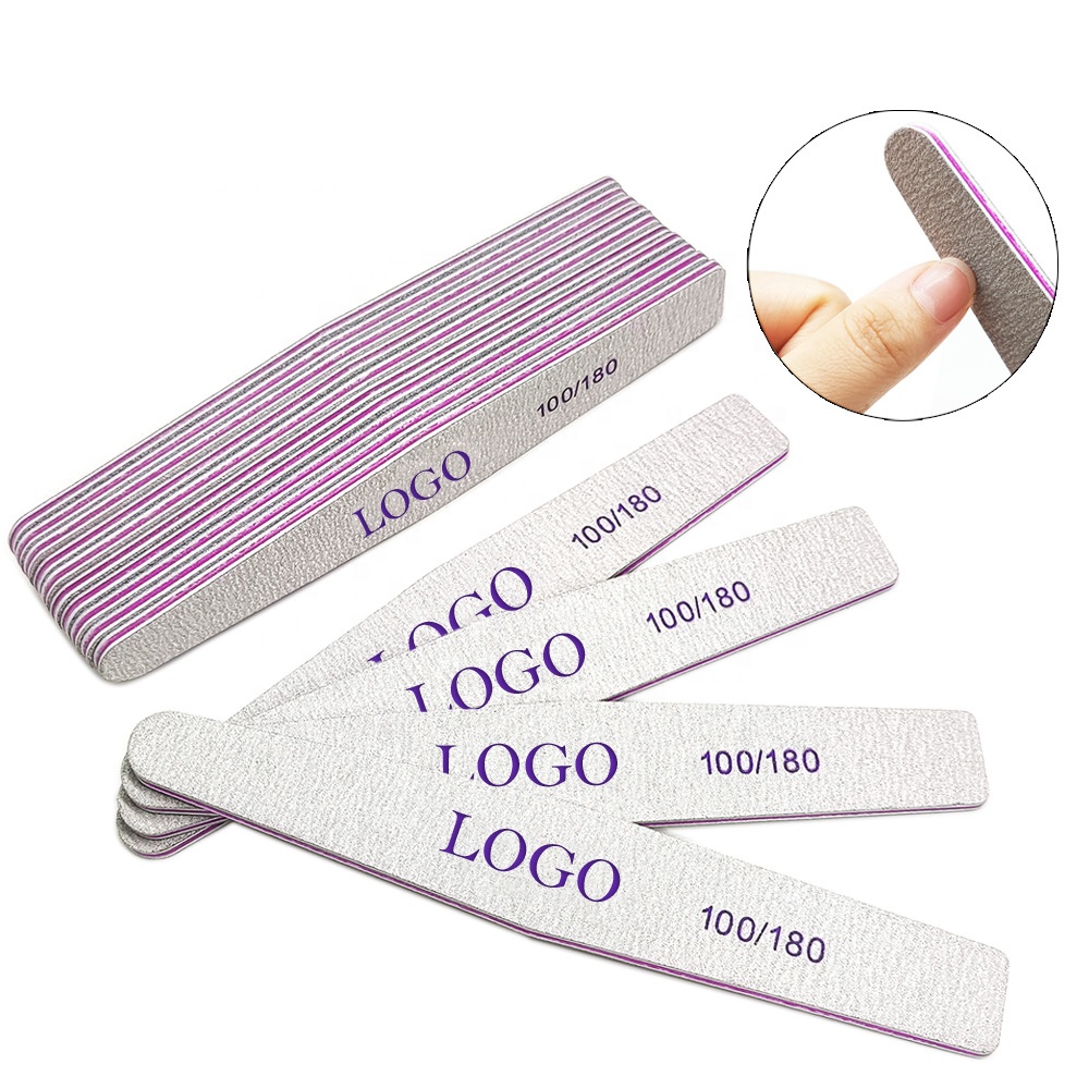 Пользовательский логотип 100/180/240 Грит двойные пилки для ногтей профессиональная наждачная бумага в форме алмаза пластиковая пилка для ногтей
