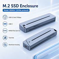 Boîtier SSD M.2 NVMe sans outil, 10 Gbps, Type-C, boîtier de disque dur externe, puce JMS583, boîte de stockage portable en aluminium, 2 To