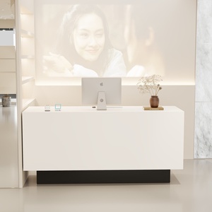 Bancone Reception in Stile Medievale in Pelle per Negozio di Abbigliamento e <span class=keywords><strong>Salone</strong></span> di Bellezza <span class=keywords><strong>con</strong></span> Cassetto, Design <span class=keywords><strong>con</strong></span> Piccolo Bar e Motivo a Fori Semplici in <span class=keywords><strong>Pietra</strong></span> - Product Image 5