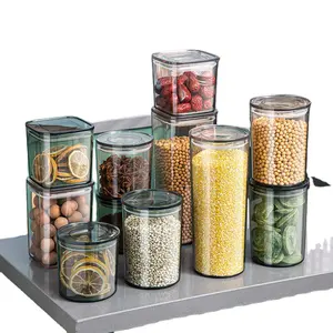 Lebensmittel behälter aus Kunststoff Leere Vorrats gläser mit Deckel Gerade Zylinder Behälter Leicht zu reinigen für die Organisation der Haushalts küche