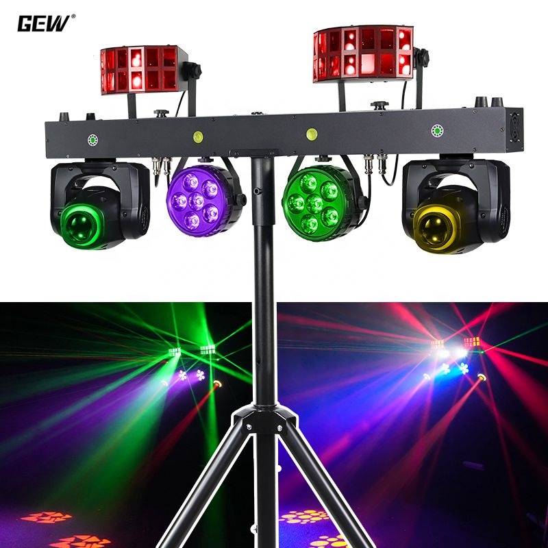 Dj אורות דיסקו ציוד גיג בר 4 יח 12x1w rgbw 4in1 מקצועי נייד הוביל פר פר פר מוט תאורה עם מעמד