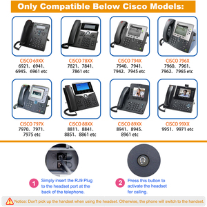 Casque monaural de bureau avec microphone, prise RJ9 pour téléphones IP <span class=keywords><strong>Cisco</strong></span> 794X 796X 797X série 69XX et 8811,8841,8851,8861,8941,8945 - Product Image 6
