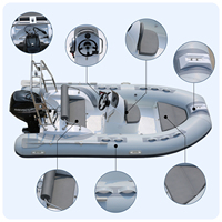 Haohai Vente chaude Bateau pneumatique de pêche en PVC 390 cm 5 personnes Double coque Hypalon avec épaisseur de 1,2 mm pour le surf et la dérive