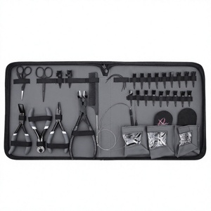 Juego completo de alicates para extensiones de cabello Microlink: Alicates para abrir y cerrar microperlas, cortador de queratina, herramienta de sellado de cinta, clips y peine. - Product Image 1