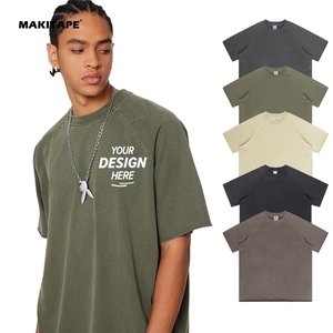 Camiseta BEWS1787 de Manga Raglán, al por Mayor, de Tela Gruesa, Estilo Vintage, Lavado Ácido, Personalizable con Logotipo, Talla Grande - Product Image 1