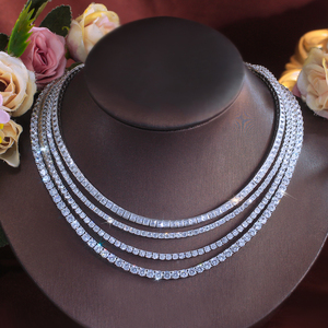 Collar de Tenis de Mesa de Plata Esterlina S925 con Circonitas de 2.5mm 3mm 4mm y 17 Pulgadas, Joyería Personalizable Lista para Enviar para Mujer y Hombre - Product Image 1