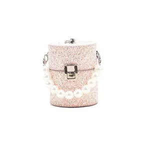 Bolsas 2023 summer new mini bucket small totes pearl handle women's handbag sequins shoulder messenger lipstick bag