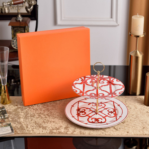 Plato de Cerámica Real Europeo, Plato de Postre de Cerámica Dorada de Doble/3 Capas, Juego de Platos de Lujo para Bodas - Product Image 6