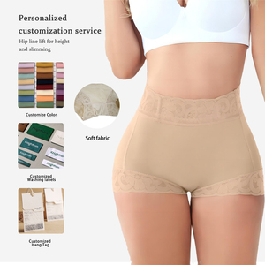 Faja pantalón corto de cintura alta levanta glúteos y control de abdomen para mujer, con <span class=keywords><strong>cinturilla</strong></span> de encaje colombiano y 4 varillas de acero. - Product Image 6