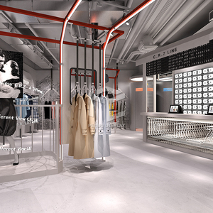 Estante de exhibición de ropa de boutique de nuevo diseño para tienda minorista Soporte de exhibición de ropa de luz LED Muebles de tienda - Product Image 3