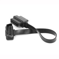 Cable de Extensión Divisor OBD2, Macho a Hembra, Plano, Tipo Cinta, Conector de Ángulo Recto, Adaptador en Y, Herramienta de Escaneo Universal