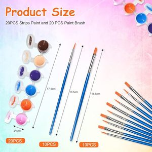 5 pots de <span class=keywords><strong>peinture</strong></span> vides avec couvercle, 1 bande de 5 ml, avec 2 ensembles de pinceaux - Product Image 3