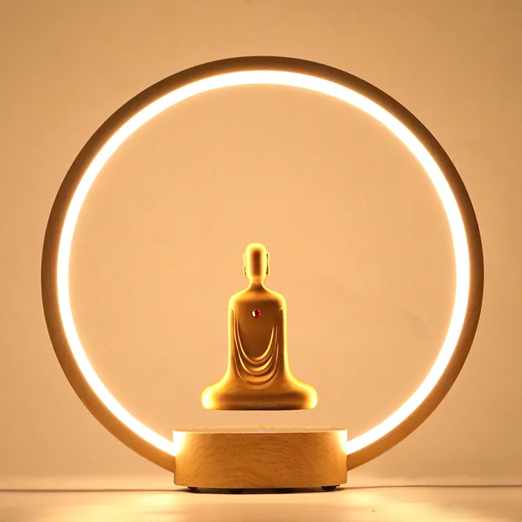 Camera da letto soggiorno nordico moderno minimalista LED levitazione magnetica galleggiante Buddha lampada da tavolo