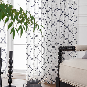 Panneau de Rideau en Voile Blanc Brodé de Diamants Translucides, Broderie <span class=keywords><strong>Marocaine</strong></span>, Rideaux Transparents pour Chambre et Salon - Product Image 4