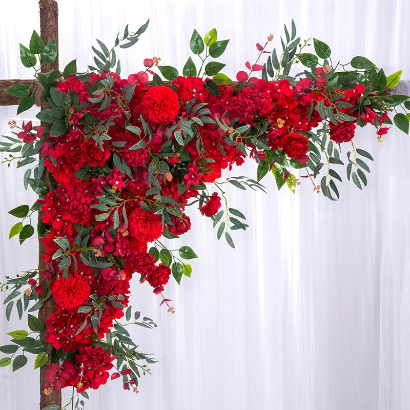 Rose silk hydrangea head flower decoration background flower strip artificial silk wedding flower row center pieces arch