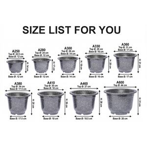 Macetas de Plástico Ecológicas con Diseño de Granito y Piedra Negra, Macetas Decorativas para Jardín con Orificios de Drenaje, Tamaño A250 - Product Image 2