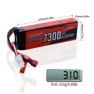 SUNPADOW 2S 7.4V Lipo Battery 7300mAh 70C Soft Pack With Deans T Plug For 1/8 1/10 RC Model Vehicle Car Truck Tank Buggy Truggy