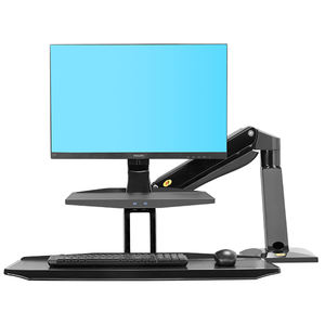 NB FC55 Ergonomic Sit Stand Workstation 24-35 inch Monitor Mount Bracket with Foldable Keyboard Plate Gas Strut Arm Desk Stand