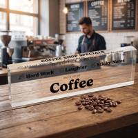 Support de signalétique de table moderne, portable et léger en acrylique pour bureau, slogan, menu de café, plaque personnalisée transparente