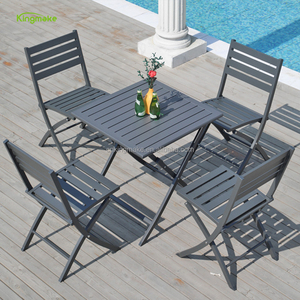 Wholesale Restaurant <strong>4</strong> <strong>Seater</strong> Table <strong>Set</strong> Aluminum <strong>Bistro</strong> Folding Table and Chair Outdoor Furniture Table <strong>Set</strong> for Cafe - Product Image 1