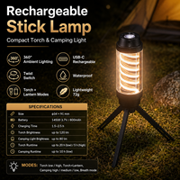Lampe de camping portable rechargeable, étanche, pour tente, voyages, légère, multifonctionnelle