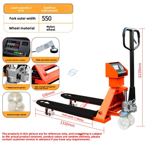 550Mm Manual Hydraulic Pump <b>Pallet</b> Truck With Weighing 2000Kg / Electronic Manual Forklift With Weighing - Product Image 2