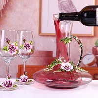 Ensemble de verres à vin en émail de style européen, ensemble de pot à vin de luxe léger, ensemble de boîte cadeau, ensemble de verres à boire, copas de vino