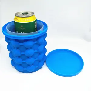 Bandejas de gelo portátil do molde do gelo, grande balde de gelo do silicone com tampa, (2 em 1)