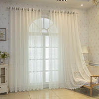 Rideaux en tulle jacquard floral style américain avec bord ondulé en dentelle, décoratifs pour fenêtre de maison, salon, chambre à coucher