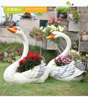 Pot de fleurs élégant en forme de cygne, fait à la main en résine, pour la décoration de la maison et du jardin, résistant aux intempéries, écologique, art d'extérieur