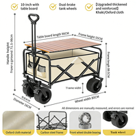 Chariot à main pliable de grande capacité pour la maison, l'extérieur, les sorties hors route, la plage, les pique-niques, les fruits, les gâteaux, les aliments, avec table