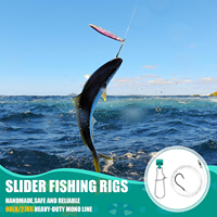 5 montages pour bar rayé, hameçon circulaire en ligne 6/0 avec basculeur de sondeur de 24 pouces et basculeur de sondeur de 50 lb en monofilament