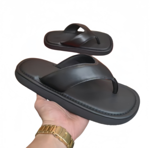 Tongs de plage antidérapantes de luxe pour hommes, en cuir de vachette souple, à semelle épaisse et en V, idéales pour l'été - Product Image 6