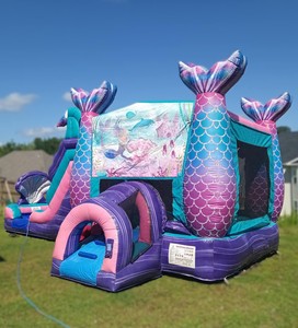 Castello Gonfiabile, Casa Rimbalzante, Combo Scivolo e Castello Gonfiabile a Tema Sirena per Bambini e Adulti con Ventilatore - Product Image 3