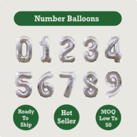 Ballons Chiffre Hélium 16 32 40 Pouces pour Décoration Anniversaire, Mylar Aluminium Or Argent, Prêt à Expédier, Petit MOQ
