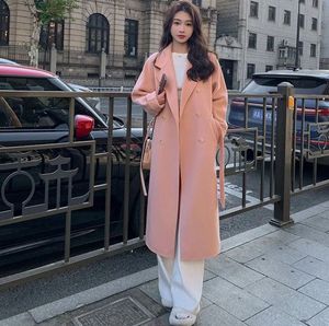 <span class=keywords><strong>Manteau</strong></span> d'automne et d'hiver pour femmes, nouveau style coréen, double boutonnage, long et ample, décontracté - Product Image 3