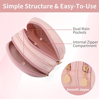 Petite trousse de maquillage personnalisée à double fermeture éclair, sac de voyage mignon pour cosmétiques, organiseur de toilette portable pour sac à main, usine OEM ODM