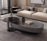 Table basse créative en acier inoxydable noir pour hôtel et salon