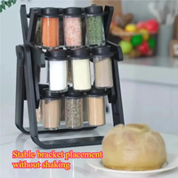 Organisateur d'épices créatif pour comptoir de cuisine, support rotatif à 360 degrés en forme de grande roue, ensemble de 18 pots à épices en PP et ABS
