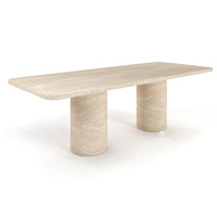 Table rectangulaire en marbre avec pieds cylindriques