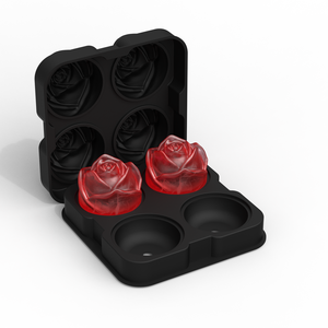 Moule à glaçons en silicone en forme de rose pour whisky, sans BPA, à démoulage facile, 4 cavités, 2,5 pouces, grandes plaques à glaçons en forme de rose - Product Image 4